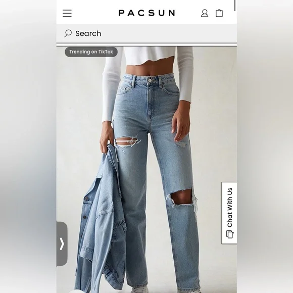 Brand new PacSun Light Indigo Ripped '90s Boyfriend Jeans/size 23 - Picture 3 of 3
